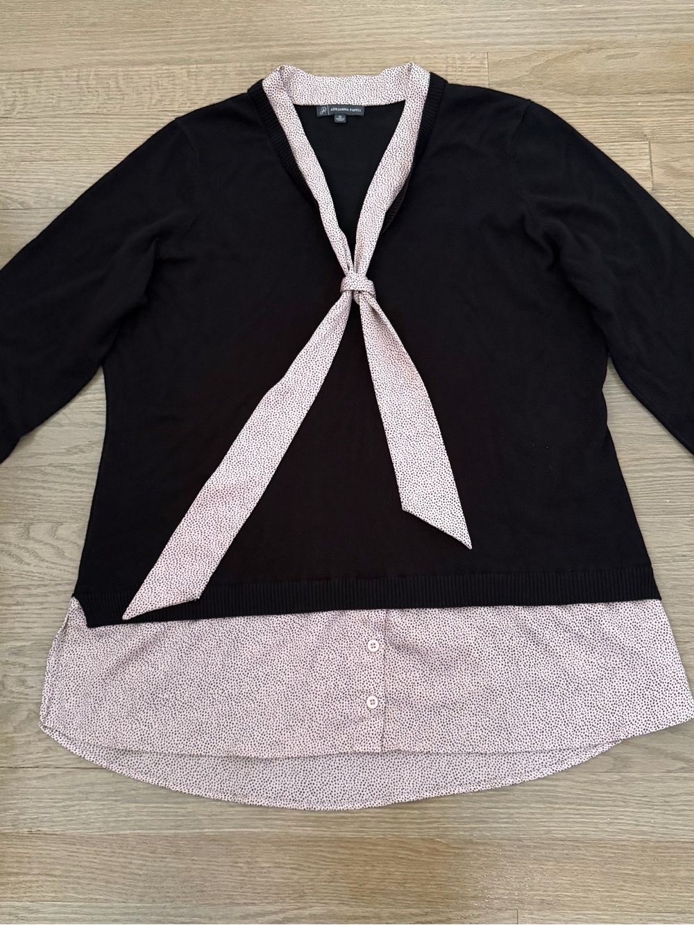 Adrianna Papell Tie Neck Layered Sweater Size XL